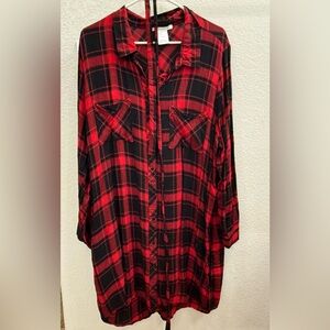 Chic Plaid Long Sleeve Dress in Red and Black
